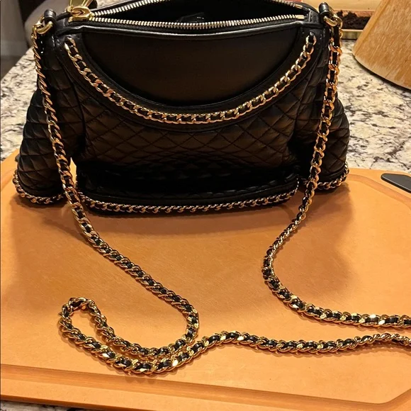 Moschino Black Quilted Mini Jacket Bag with Gold Chain Trim - Picture 14 of 14